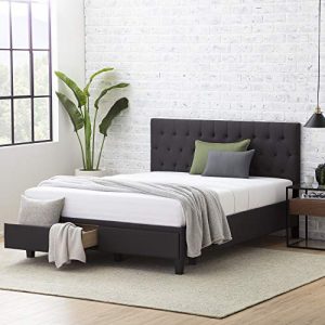 Everlane Home Windsor Upholstered Bed with Built-in Drawers-Diamond Tufted Headboard-Fabric Finish-Easy Setup Platform, Queen, Slate