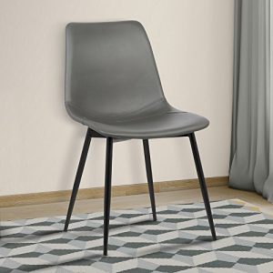 Armen Living Monte Dining Chair in Grey Faux Leather and Auburn Bay Finish