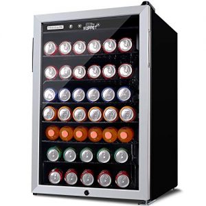 KUPPET 150-Can Beverage Cooler and Refrigerator 4.5 Cu.Ft, Office or Bar with Glass Door and Adjustable Removable Shelves，Small Mini Fridge for Home
