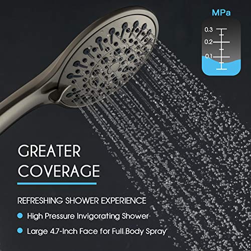 ANZA High Pressure Handheld Shower Head With Hose ANZA Excessive Strain Handheld Bathe Head With Hose, 6 Spray Modes, Luxurious Spa Grade, Rainfall 4.7", Hand Held Bathe Head For Low Move With Lengthy Hose, Adjustable Bracket, Teflon Tape, Brushed Nickel.