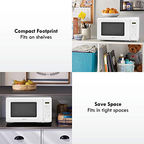 Kenmore 70722 0.7 cu. ft Compact 700 Watts 10 Energy Settings Kenmore 70722 0.7 cu. ft Compact 700 Watts 10 Energy Settings, 6 Heating Presets, Detachable Turntable, ADA Compliant Small Countertop Microwave, White.