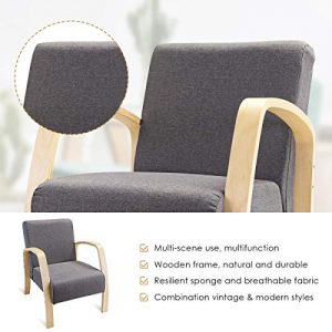 Giantex Modern Accent Wooden Armchair Contemporary Fabric Upholstered Lounge Affordable Accent Chairs Shop Furniturev Com