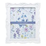 Laura Ashley 8x10 White Ornate Textured Hand-Crafted Resin Picture Frame with Easel & Hook for Tabletop & Wall Display, Decorative Floral Design Home Décor, Photo Gallery, Art, More (8x10, White)