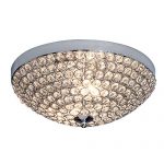 FERWVEW Hight Quality Mini Style Bowl Shaped Flush Mount Ceiling Fixture Chrome Finish Crystal Ceiling Light Luxury Crystal Light,13.7 Inches Chandelier for Living Room Bedroom Dinning Room