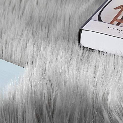 Super Soft Fluffy Rug Faux Fur Area Rug, Fur Rugs for Bedroom Tremendous Tender Fluffy Rug Fake Fur Space Rug, Fur Rugs for Bed room, Fuzzy Carpet for Residing Room, 2x4 Ft, Ciicool (Gentle Gray).