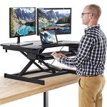 FDW Adjustable Height 32 Inches Steel Standing Desk Coverter Stand Up Desk Home Office Computer Desk Workstation,Black