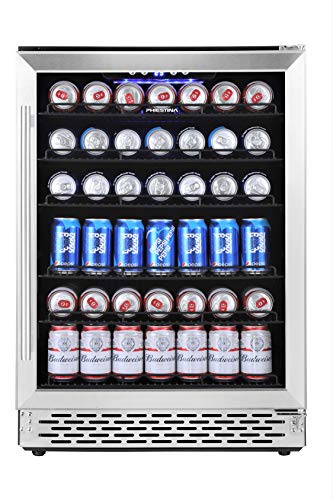 Phiestina 24 Inch Beverage Cooler Refrigerator Phiestina 24 Inch Beverage Cooler Fridge - 175 Can Constructed-in or Free Standing Beverage Fridge with Glass Door for Soda Beer or Wine - Drink Fridge For Residence Bar or Workplace.