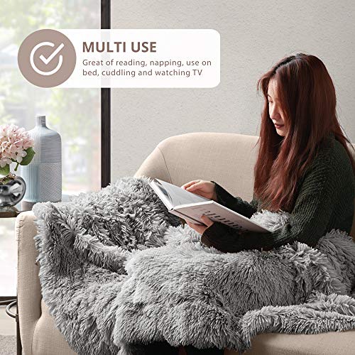 Hyde Lane Fluffy Plush Throw Blankets for Couch Sofa Hyde Lane Fluffy Plush Throw Blankets for Sofa Couch - 2 Means Reversible Extremely Smooth Lengthy Fake Fur Blanket | Shaggy Fuzzy Throw Blankets for Bed room | Straightforward Care Washable Light-weight - 50x60 Gray.