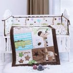Cute Safari Neutral Animal Baby Boy 8Pieces Nursery Crib Bedding Set with Bumper