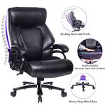 REFICCER High Back Big & Tall 400lb Leather Office Chair Executive Desk Computer Task Swivel Chair - Heavy Duty Metal Base, Adjustable Tilt Angle, Thick Padding and Ergonomic Design for Lumbar Support