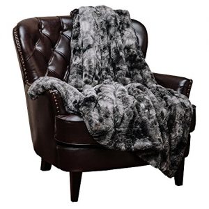 Chanasya Fuzzy Faux Fur Throw Blanket - Soft Light Weight Blanket for Bed Couch and Living Room Suitable for Fall Winter and Spring (60x70 Inches) Gray