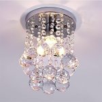 Mini Modern Crystal Chandeliers Flush Mount Rain Drop Pendant Ceiling Light for Girls Room,Bedroom(6.29Inch)