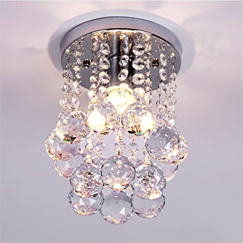 Mini Modern Crystal Chandeliers Flush Mount Rain Drop Pendant Ceiling Light for Girls Room,Bedroom(6.29Inch)