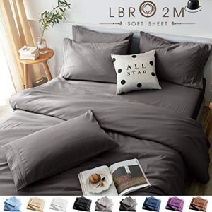 LBRO2M Bed Sheets Set Queen Size 6 Piece 16 Inches Deep Pocket 1800 Thread Count 100% Microfiber Sheet,Bedding Super Soft Hypoallergenic Breathable,Resistant Fade Wrinkle Cool Warm (Dark Grey)