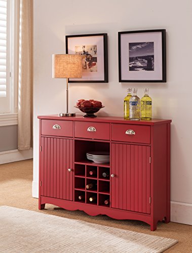 Kings Brand Furniture Buffet Server Console Table With Wine Storage, Red Finish