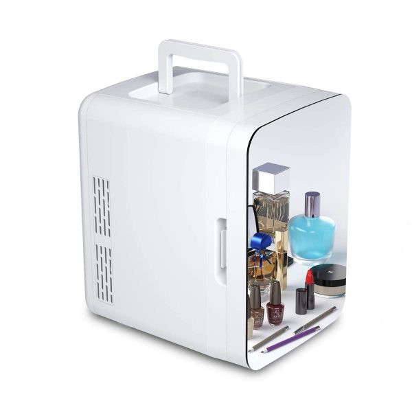10 Liter Beauty Fridge, Compact Portable Cooler Warmer Mini Fridge for Bedroom, Office, Dorm, Car - Great for Skincare & Cosmetics