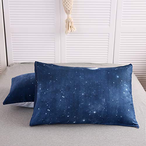 LAMEJOR Duvet Cover Set Twin Size Galaxy Outer Style Moon/Star LAMEJOR Quilt Cowl Set Twin Measurement Galaxy Outer Type Moon/Star Sample Gradient Luxurious Comfortable Bedding Set Comforter Cowl (1 Quilt Cowl+2 Pillowcases) Blue.