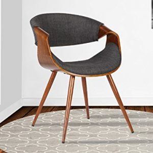 Armen Living Butterfly Dining Chair in Charcoal Fabric and Walnut Wood Finish