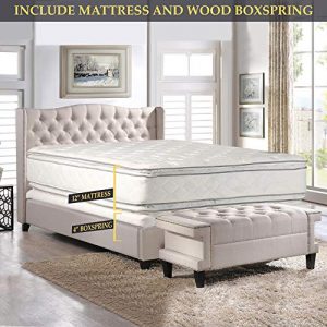 Double sided Pillowtop Innerspring Fully Assembled Mattress And 4-Inch Wood Box Spring/Foundation Set, Good For The Back