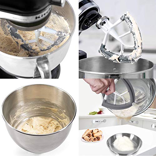 Flex Edge Beater For Kitchenaid,Kitchen Aid Mixer Accessory Flex Edge Beater For Kitchenaid,Kitchen Aid Mixer Accessory,Kitchen Aid Attachments For Mixer,Fits Tilt-Head Stand Mixer Bowls For 4.5-5 Quart Bowls,Beater With Silicone Edges,White.