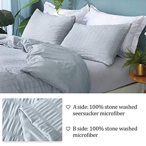 2 Pieces Duvet Cover Set, 100% Soft Washed Microfiber 2 Items Cover Cowl Set, 100% Comfortable Washed Microfiber, Grey Seersucker Cover Cowl Set, Twin Mattress Comforter Cowl Set for Ladies/Males/Teenagers, Resort High quality Gray Bedding Set with Zipper Closure(Gray Twin).