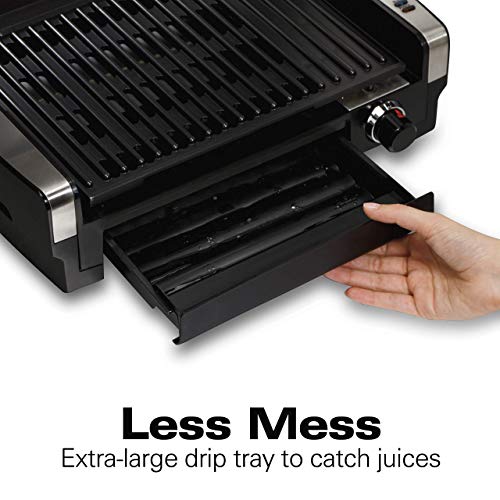 Hamilton Beach Indoor Searing Grill with Removable Easy-to-Clean Hamilton Seashore 25360 Indoor Searing Grill with Detachable Straightforward-to-Clear Nonstick Plate, Further-Massive Drip Tray, Stainless Metal (Renewed).