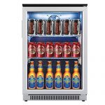 Advanics Frost Free Beverage Refrigerator and Cooler, 110 Can Mini Fridge with Led Lighting for Beer Soda or Wine, Small Drink Center for Office or Bar, Stainless Steel & Glass Door
