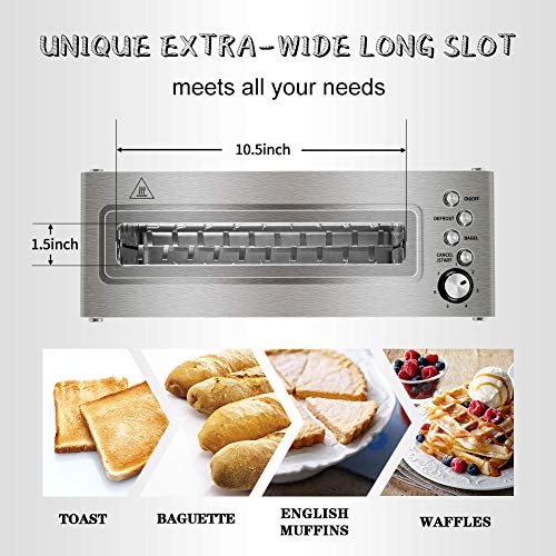 CUSIMAX Glass Toaster 2 Slice Long Slot Toasters with Window, Bangel Toaster CUSIMAX Glass Toaster 2 Slice Long Slot Toasters with Window, Bangel Toaster, Artisian Bread Toaster Stainless Steel Wide Slot with Automatic Lifting, Slide-out Glass Panel and Removable Crumb Tray.