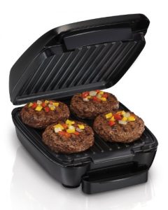 Hamilton Beach 4-Serving Electric Indoor, Removable Nonstick Plates, Low Fat Grilling, Black (25357)
