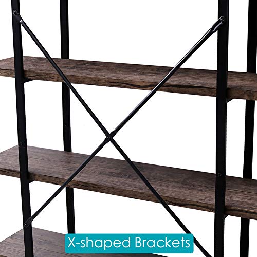 Superjare 5-Shelf Industrial Bookshelf, Open Etagere Bookcase with Metal Frame Package deal Dimensions: 47.Three x 12.7 x 70.zero inches