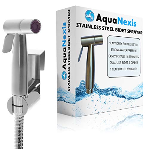 Aqua Nexis Premium Cloth Diaper Sprayer - #1 Quality - Stainless Steel Hand Held Bidet Toilet & Toilet Sprayer, w/Handheld No-Leak Attachment