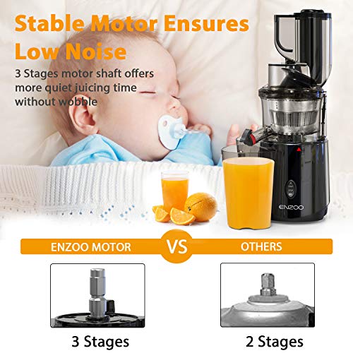 Juicer Machines, ENZOO Slow Masticating Juicer Juicer Machines, ENZOO Sluggish Masticating Juicer, Sluggish Chilly Press Juicer Extractor, Sluggish Juicer Straightforward to Clear, Reverse Button, Excessive Vitamin Reserve &amp; Juice Yield Juice Machine with Juice Recipes&amp;Brush.