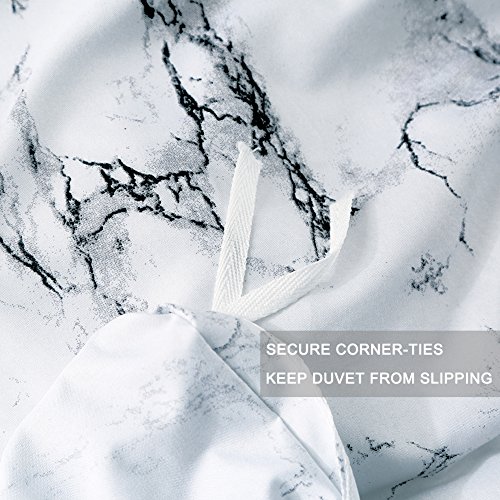 NANKO Queen Bedding Duvet Cover Set White Marble NANKO Queen Bedding Quilt Cowl Set White Marble, three Piece - 1000 - TC Luxurious Microfiber Down Comforter Quilt Cowl with Zipper Closure, Ties - Finest Natural Trendy Type for Males and Ladies.