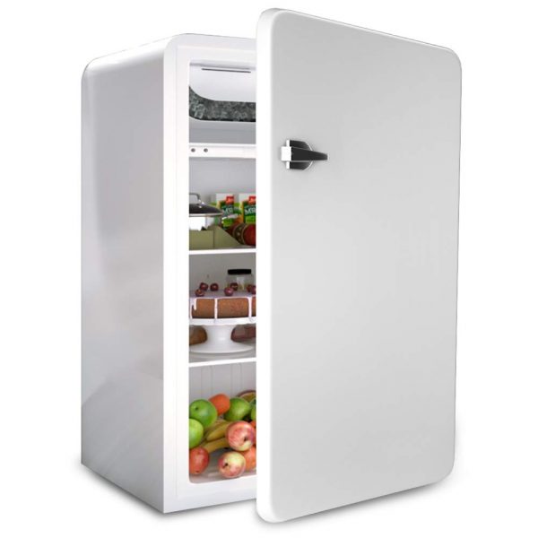 Retro Compact Refrigerator, Safeplus 3.2 Cu.Ft Mini Fridge, Small Drink Food Storage Machine for Dorm, Garage, Camper, Basement or Office(White)