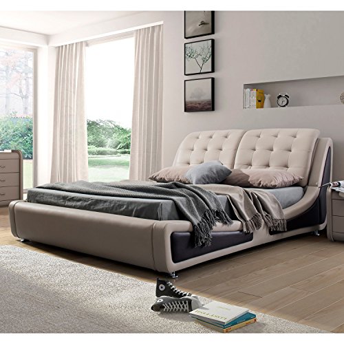 US Pride Furniture Contemporary Platform Bed, Queen Size, Brown