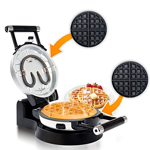 Secura Upgrade Automatic 360 Rotating Non-Stick Double Belgian Waffle Maker w/Removable Plates