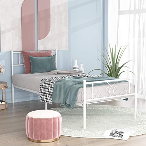 SimLife Platform, Kids Boys Adult No Box Spring Needed Princess SimLife Platform Youngsters Boys Grownup No Field Spring Wanted Princess White Twin Dimension Mattress Body with Headboard and Footboard Mattress Basis.