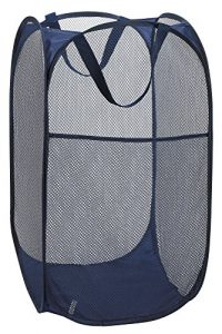 Handy Laundry Collapsible Mesh Foldable Hamper 14" x 14' x 24" Navy Blue