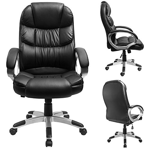Furmax High Back Office Chair Adjustable Ergonomic Desk Chair Furmax Excessive Again Workplace Chair Adjustable Ergonomic Desk Chair with Padded Armrests,Government PU Leather-based Swivel Activity Chair with Lumbar Assist (Black).