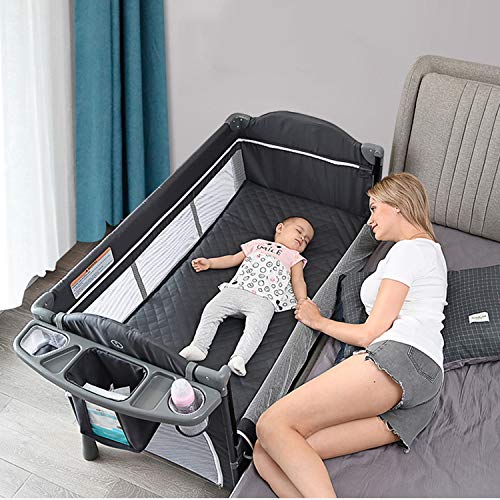 Baby Beside Sleeper Bassinet, Sleeper Bed Side Crib for Baby Include Sheet Mattress, Diaper Changer,Hanging Diaper Caddy - Keep Baby Beside Your Bed - Multifunction Baby Bed