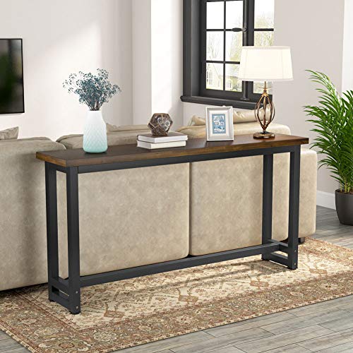 Tribesigns 70.9 Inches Extra Long Industrial Sofa Table, Wood Behind Couch Table, Rustic Console Table for Living Room & Entryway, Narrow Pub Bar Table for Home, Dark Brown