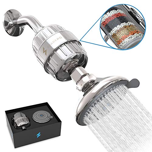 SparkPod Shower Filter Head - Filtered Shower Head with Proprietary Shower Filters to Remove Chlorine and Flouride - 12 Stage Showerhead Filter for Healthy Skin, Hair, and Nails