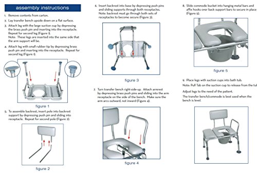 Drive Medical Combination Padded Seat Transfer Bench Drive Medical Combination Padded Seat Transfer Bench with Commode Opening, Gray.