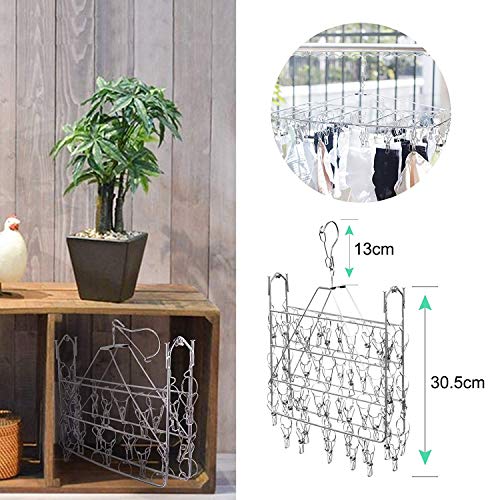 Fayleeko Clothes Drying Rack, 52 Clips Stainless Steel Bundle Dimensions: 13.Four x 24.Four x 11.6 inches