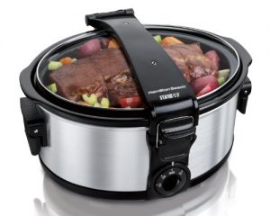 Hamilton Beach Stay or Go Portable 6 Quart Slow Cooker With Lid Lock for Easy Transport, Dishwasher-Safe Crock, Stainless Steel (33461)