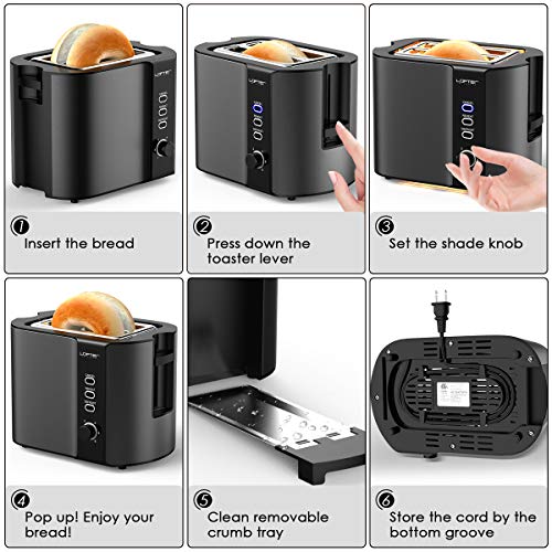 2 Slice Toaster, LOFTer Stainless Steel Bread Toasters with Warming Rack Best Rated Bundle Dimensions: 7.9 x 6.1 x 8.5 inches