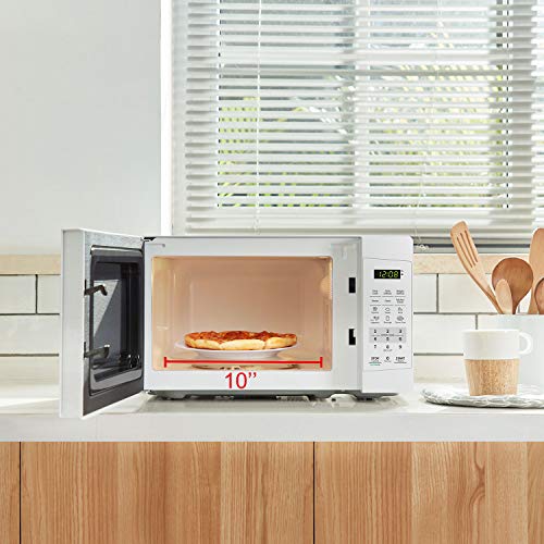 White Countertop Microwave Oven with Sound On/Off COMFEE' EM720CPL-PM Countertop Microwave Oven with Sound On/Off, ECO Mode and Straightforward One-Contact Buttons, 0.7Cu.Ft/700W, Pearl White.