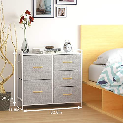 ROMOON Dresser Organizer with 5 Drawers, Fabric Dresser Tower for Bedroom Bundle Dimensions: 32.Eight x 11.Eight x 30.5 inches