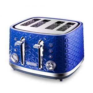4 Slice Toaster, 1.4" Extra Wide Slots Toaster with Reheat， Defrost, Cancel Function, 7 Bread Shade Settings, for Bread, English Muffins, Bagels，Blue