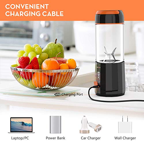 Smoothie Blender, LOZAYI Portable Blender Travel USB Rechargeable Smoothie Blender, LOZAYI Moveable Blender Journey USB Rechargeable Juicer Cup for Shakes and Smoothies, Cordless Small Private Blender Fruit Mixer Mini Blender with Led Displayer for Out of doors Journey Residence Workplace (Orange).
